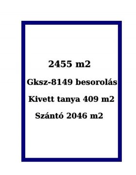 Eladó Telek 6000 Kecskemét , ASZFALTOS ÚT MELLETT, Gksz-8149 besorolású, 2455 m2-es TELEK 