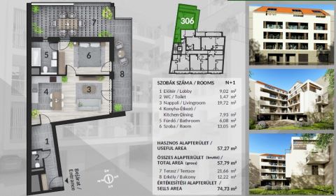 Eladó Lakás 1043 Budapest 4. kerület Újpesten, a Szent István térnél, 23 lakásos társasházban, 2025. decemberi átadással!